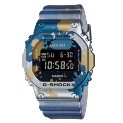 Casio G-Shock Street Spirit Series GM-5600SS-1 Graffiti Multicolored Blue Resin Band Men Sports Watch